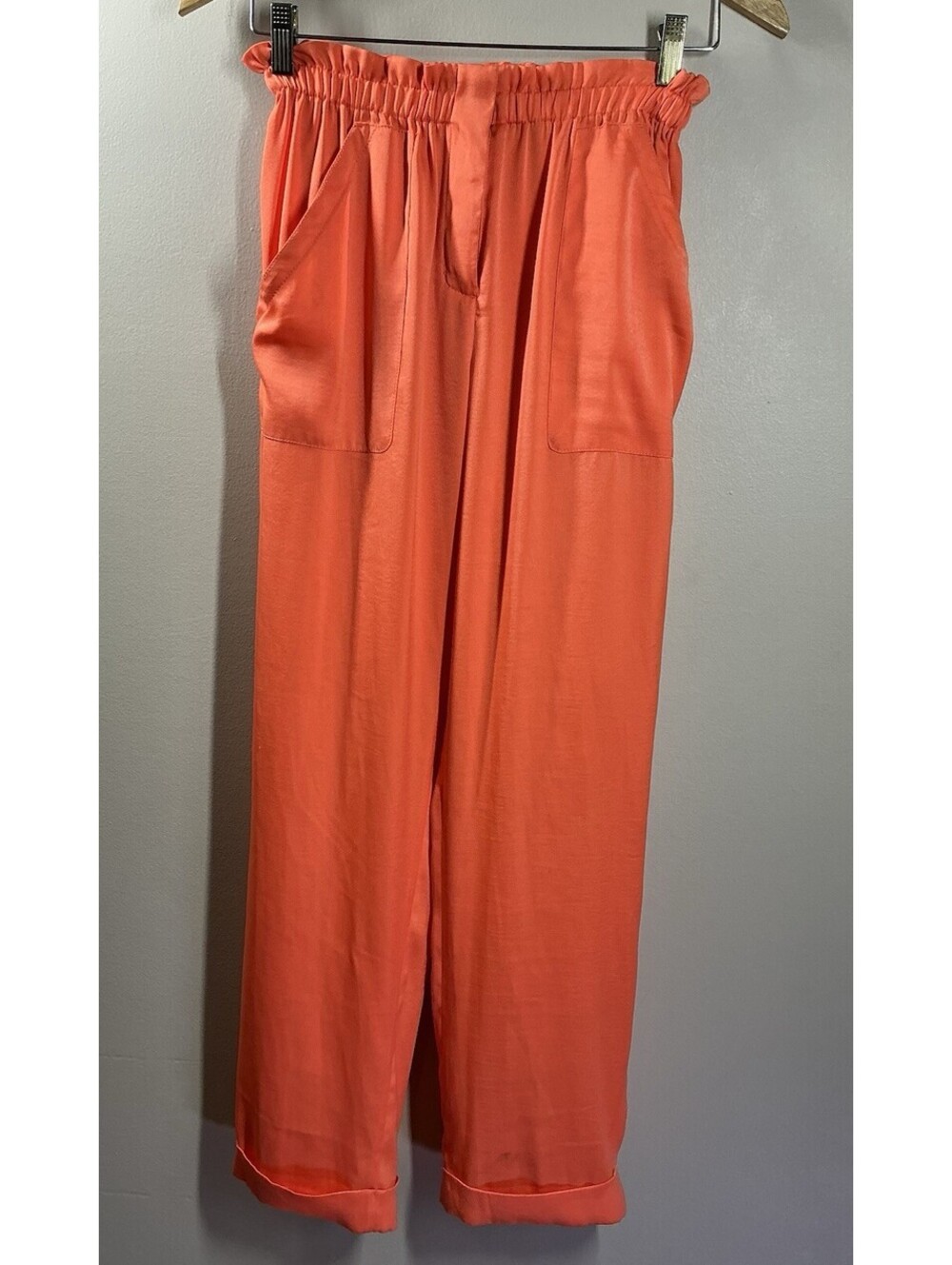 bcbg max azria pants wide leg Coral Size Small Y2K Satin Lith With Pockets